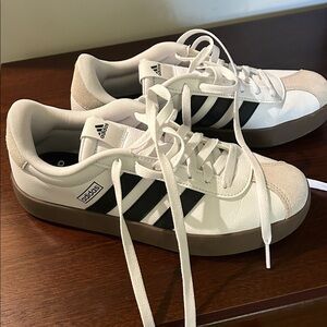 Adidas White Black Sneakers with Brown Gum Sole